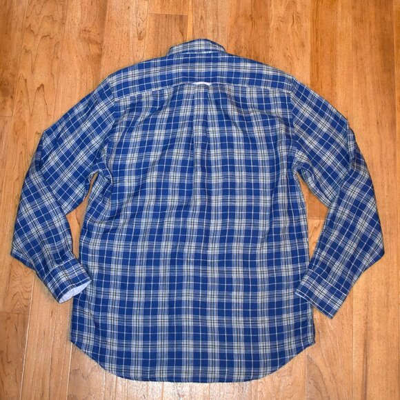 Barbour Blue Plaid Linen Long Sleeve Button Up Shirt Sz SM - Picture 2 of 4